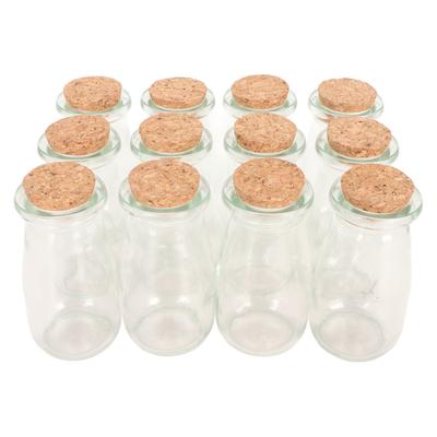 12pcs Small Glass Bottles Transparent Jars with Wood Cork Stoppers DIY Vintage Glass Favor Jars