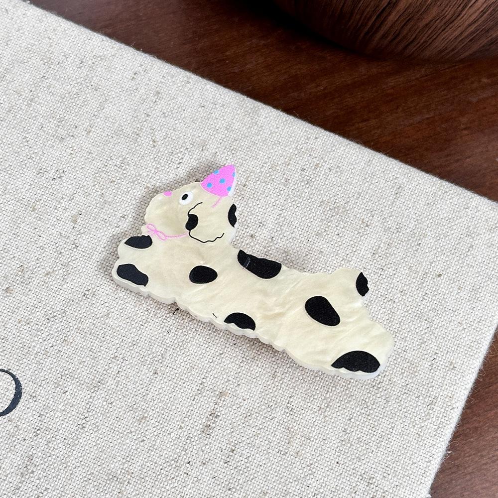 New Acrylic Dog Hairpin - Sweet and Cute Girl's Side Parting Hair Clip with Cartoon Hair Accessory