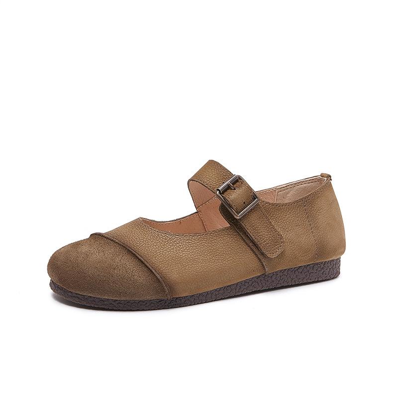 

Женские туфли из натуральной коровьей кожи высшего качества с круглыми пряжками и мягкой подошвой, которая не утомляет ноги. Повседневная женская обувь. 40