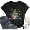 Christmas Tree Tshirt Women Christmas Books Shirt Teacher Xmas T-Shirt Book Lovers Gifts Holiday Tees Tops