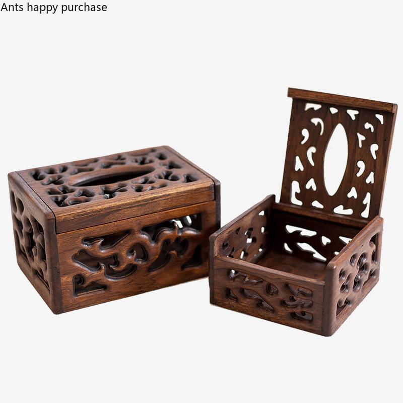 Retro Quadratisch Hohl Holz Kaffee Tisch Tablett Wohnzimmer Schlafzimmer Haushalt Massivholz Papierbox Heimaufbewahrung Taschentuchboxen
