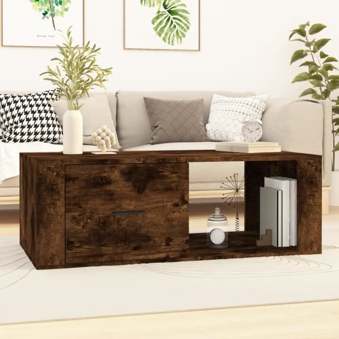 816541 vidaXL Coffee Table Smoked Oak 100x50.5x35 Cm Engineered Wood