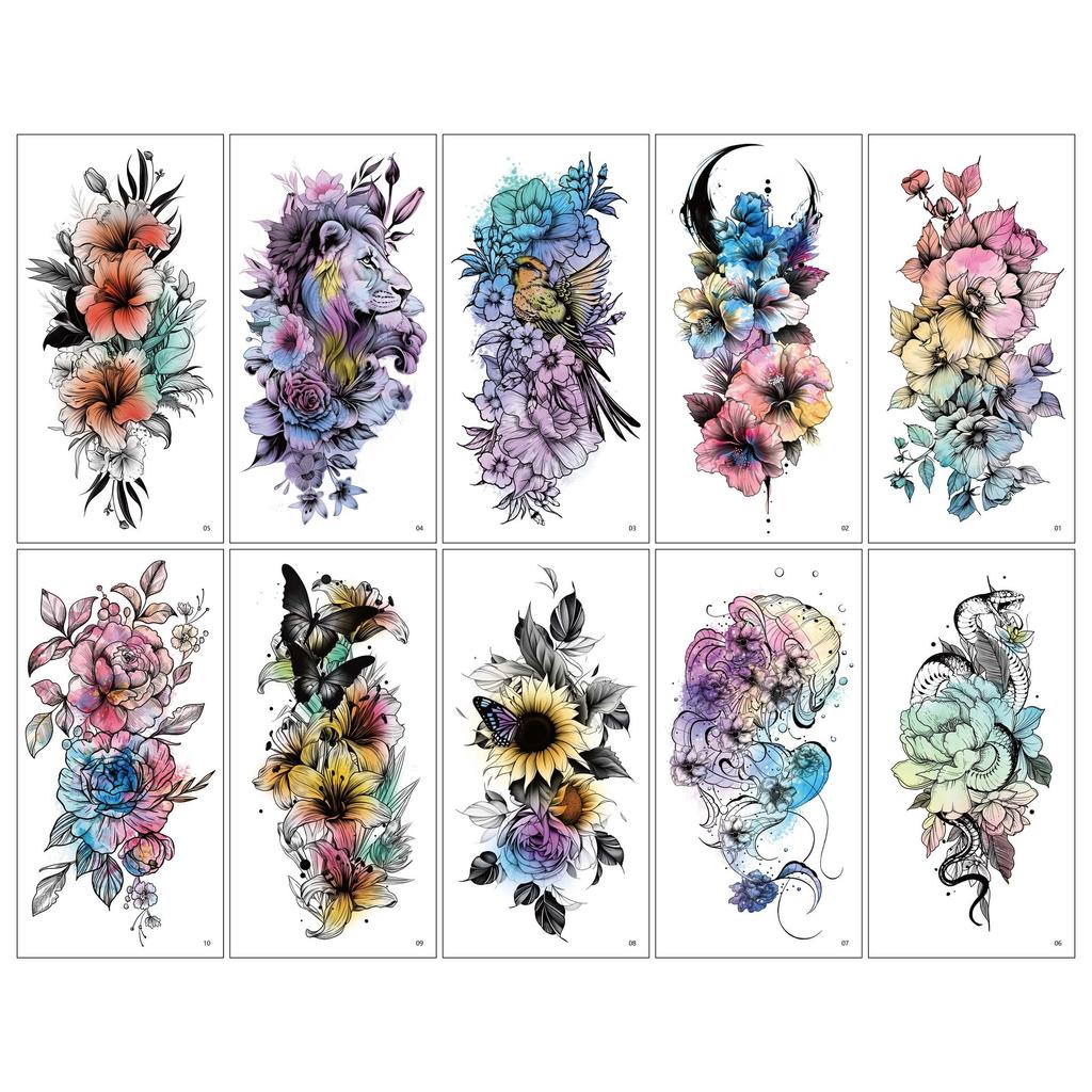 Men'S And Women'S Flower Arm Tattoo Stickers Personalized Flower Animal Butterfly Temporary Arm Tattoo Stickers