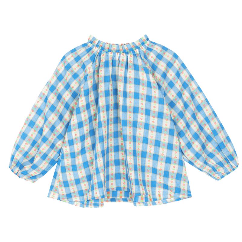 LUSON Baby Girl Polka Dot Stand Collar Blouse 100 синий