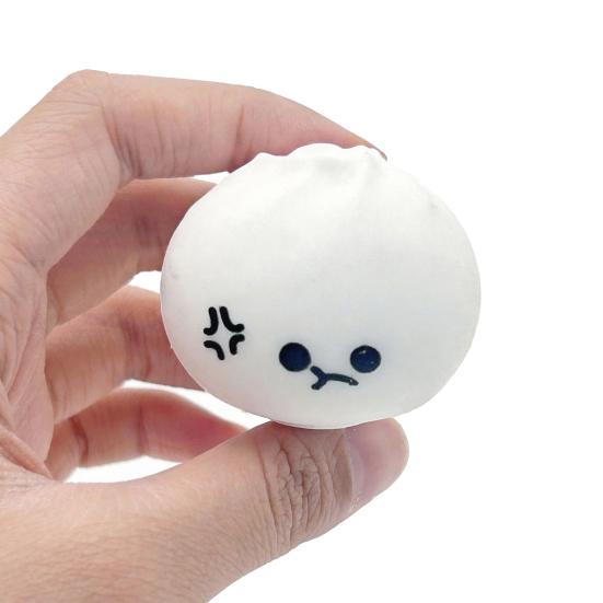 3Pcs Cartoon Expression Steamed Bun Toy Stress Relief Slow Rising Dumpling Squeeze Sensory Toy Soft Stress Ball Simulated Dough Ball Fidget Toy