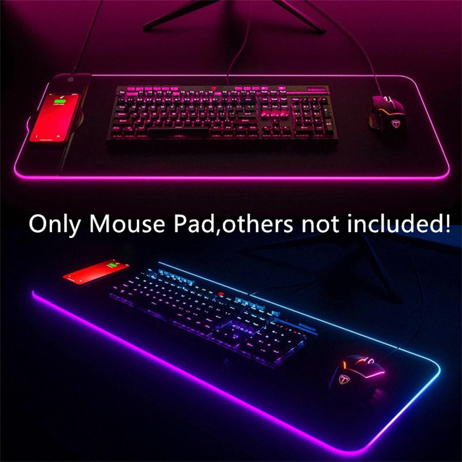 RGB Gaming Wireless Charging Computer Mouse Pad Colorful Luminous Rubber Mouse Pad for PC Laptop Keyboard Table Mat