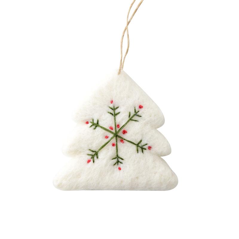 1pc Christmas Decoration Wool Felt Snowflake Mini Christmas Tree Pendant Christmas Ornament