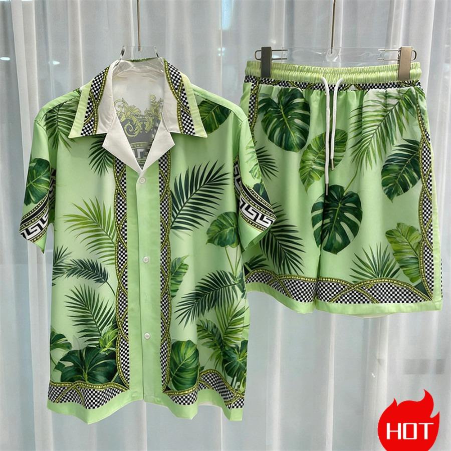 Digital Print Men's Fashion Two-Piece Shorts Set High-Quality Summer Loose Comfortable Short-Sleeve Shirt