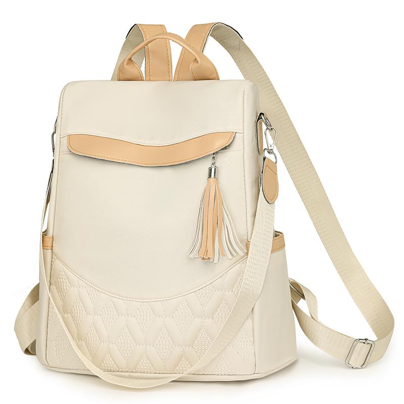 Mochila con Borlas para Mujer Mochila Patchwork de Nailon