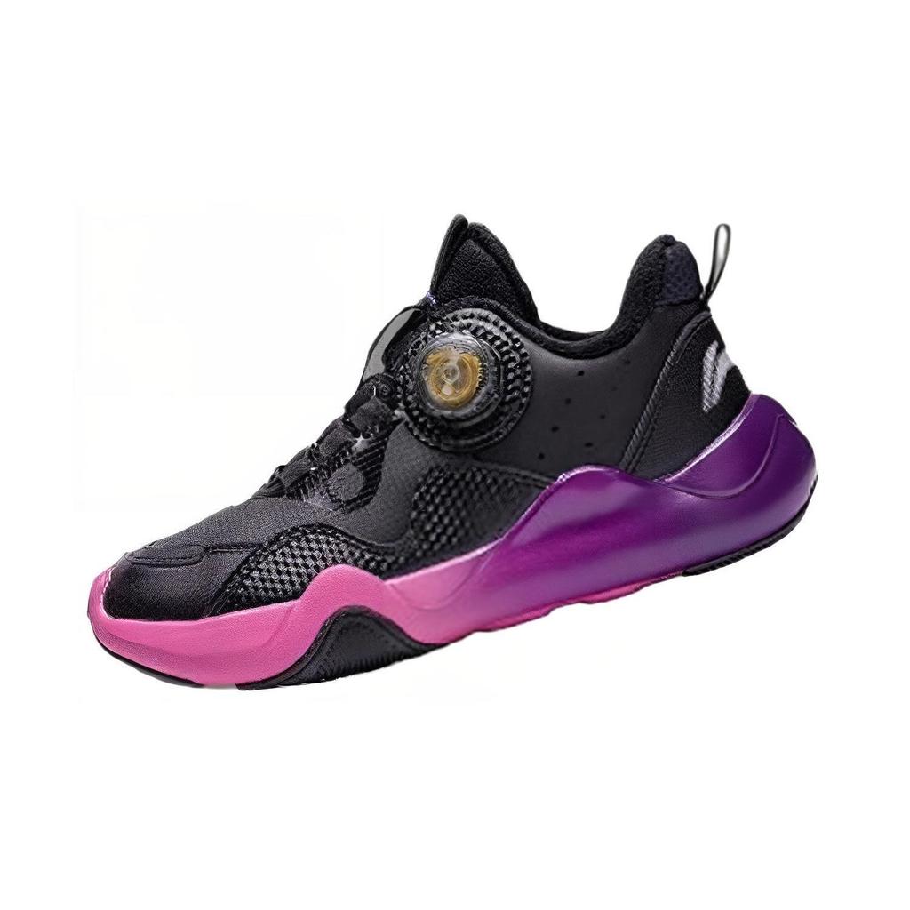 Li Ning Kids Comfortable Versatile Trendy Non-Slip Wear-Resistant Breathable Low-Top Casual Shoes Kids sneaker Black Purple YKCS176-25