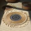 Vintage Pastoral Round Cotton Linen Placemats Bohemian Handwoven Tassels Placemats Soft Non-Slip Table Pad Vase Mats Accessories