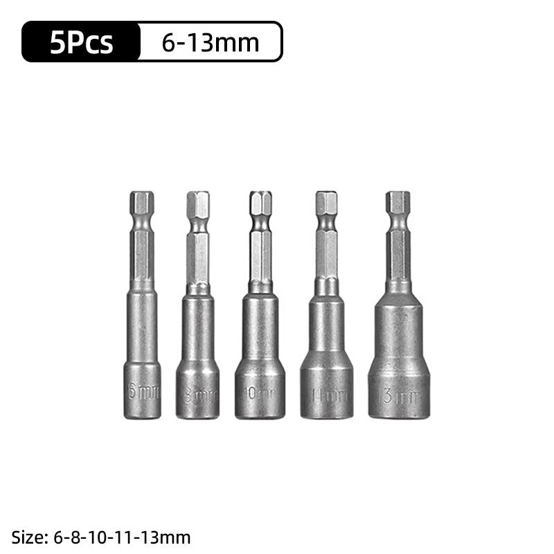 1PC Hex Socket Sleeve Nozzles Strong Magnetic Nut Driver Set Drill Bit Adapter Wind Approved Sleeve Electric 6 8 10 13 17 19MM