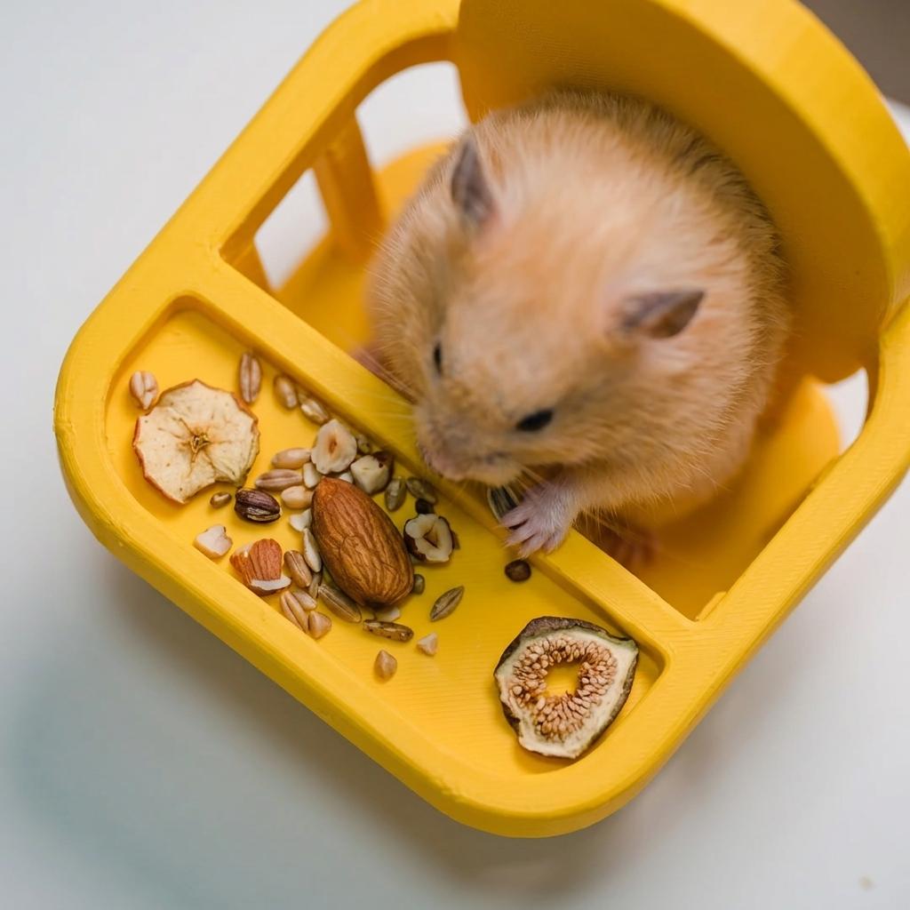 12cm Mini Hamster Dining Seat with Snack Tray, Cute Yellow Feeding Chair, Cage Decor Accessory for Syrian Dwarf Hamsters