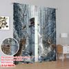 2pcs,2D Plane Printing Pattern Curtains Snowman & Reindeer Versatile Durable Polyester (without Rod) Home Decor Use for Living