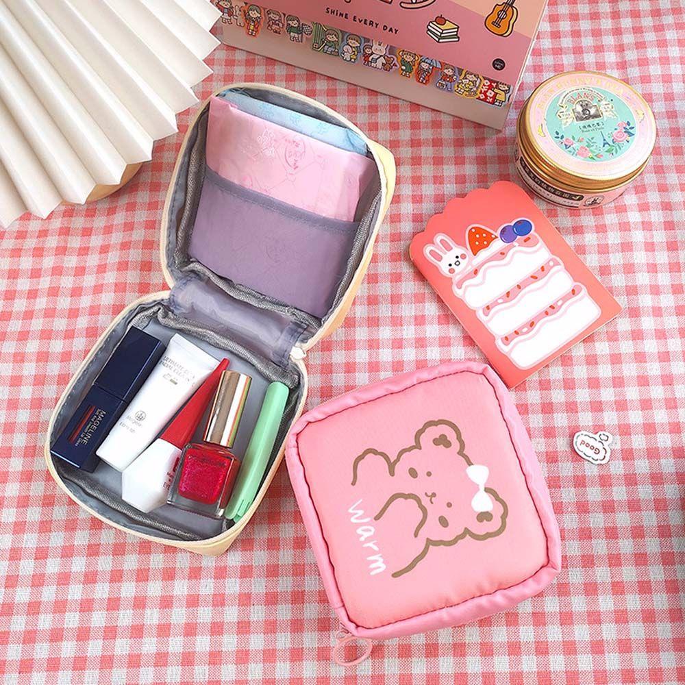 Cute Cartoon Pattern Bunny Bear Rabbits Cosmetic Bag Lipstick Pouch Sanitary Napkin Bag Coin Purse