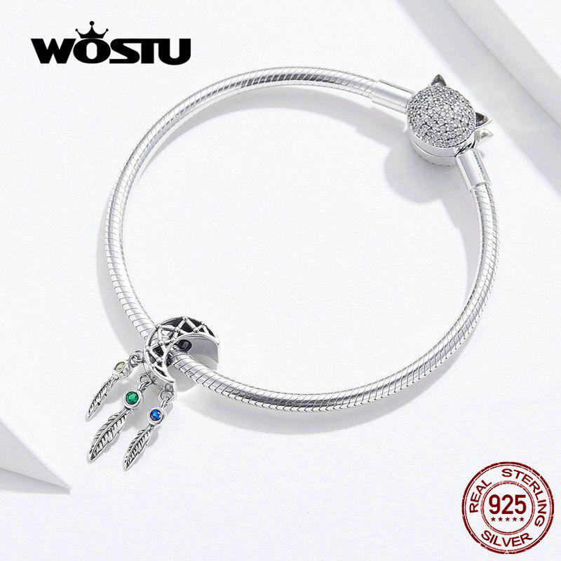 WOSTU Charms Moon Dreamcatcher Nou Sosire Se potrivesc brățară și brățară 100% pandantiv din argint real