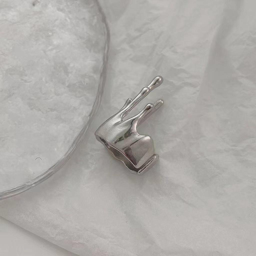 Retro Irregular Water Drop Dripping Ring For Women Silver Color Punk Gothic Open Ring Unisex Designer  Accessories Gift