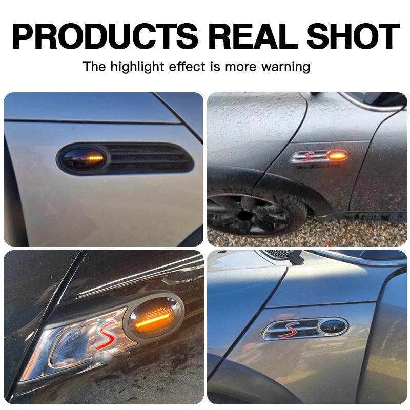 2Pcs Flowing Water Repeater Indicator Dynamic LED Side Marker Turn Signal Light For Mini Cooper R50 2002-2006 / R52 2004-2008