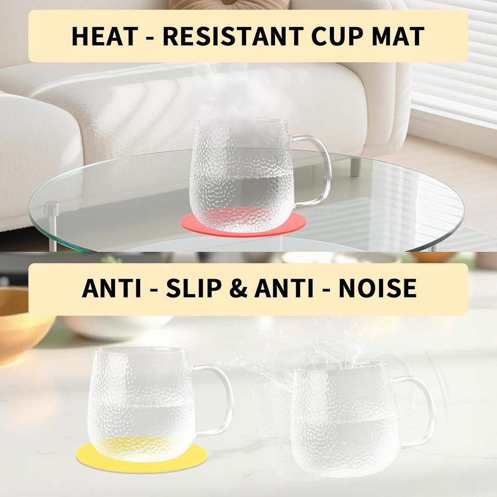 4-Pack Silicone Jar Opener Gripper Pads, 5 Inch Round Non-Slip Bottle Lid Opener for Easy Opening, Heat-Resistant Cup Coasters, Food-Grade Silicone,