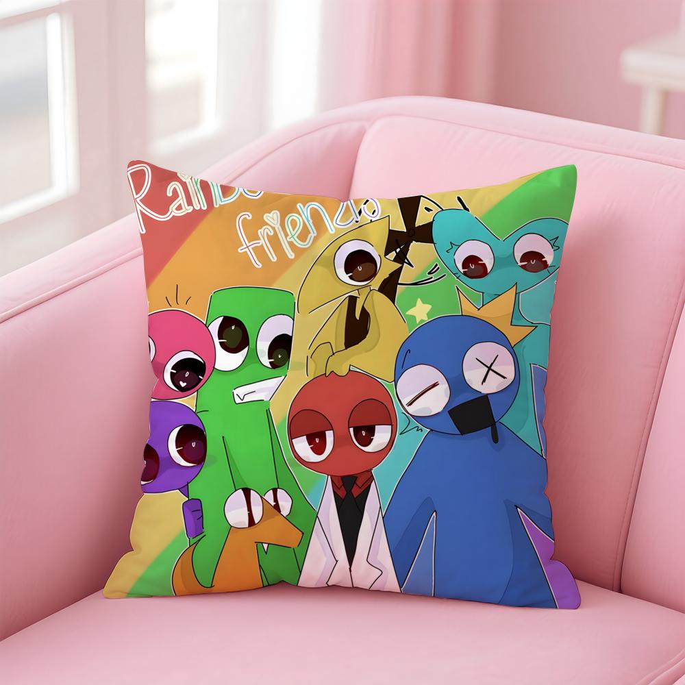 anime Rainbow Friends Cushion Cover Comfortable Reversible Pillow Cover Ideal for Car Sofa Bedroom & Beyond