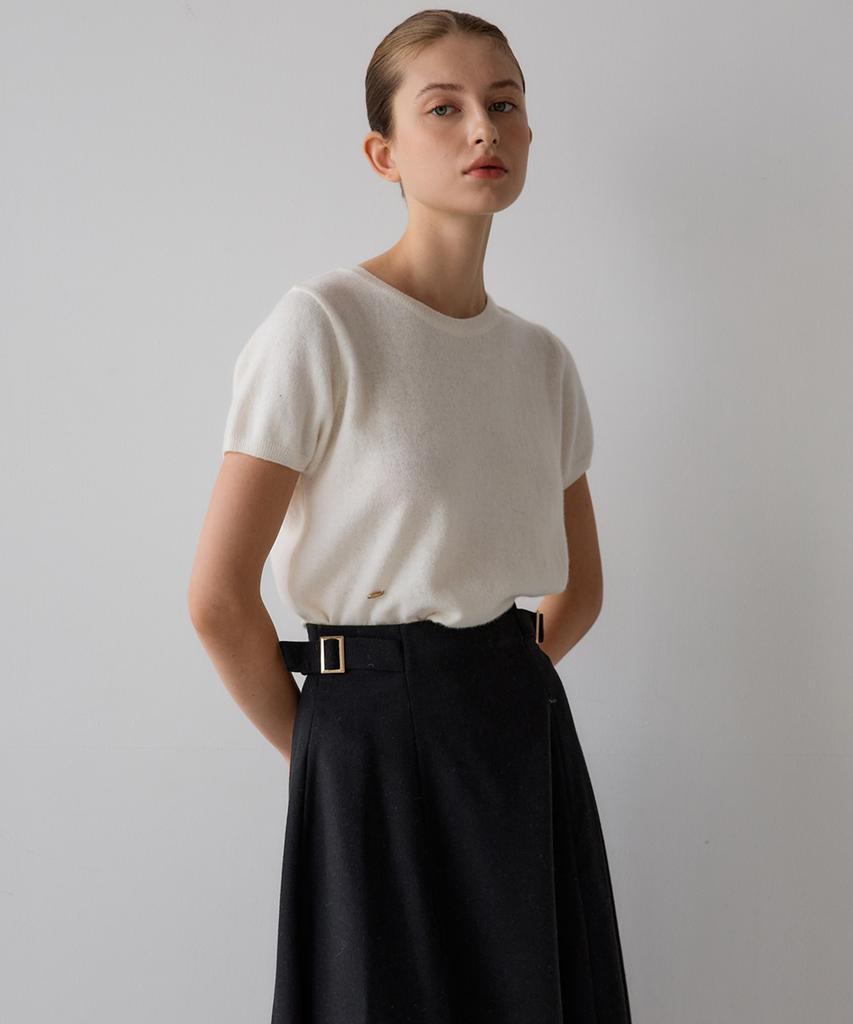 SISTERHOOD Wool Buckle Flare Skirt - Black