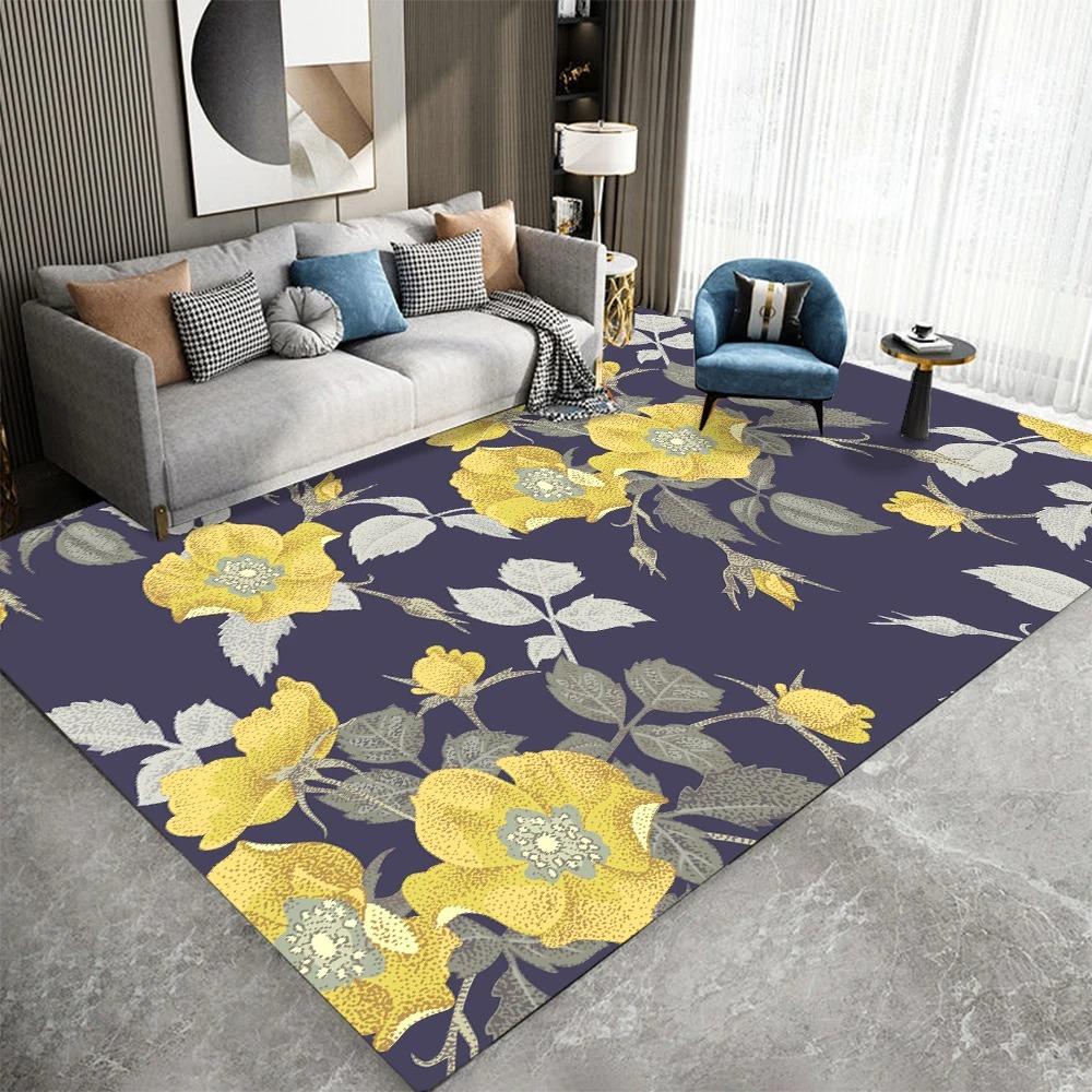 Flower Print Bedroom Floor Mats Decoration Home Living Room Floor Mats