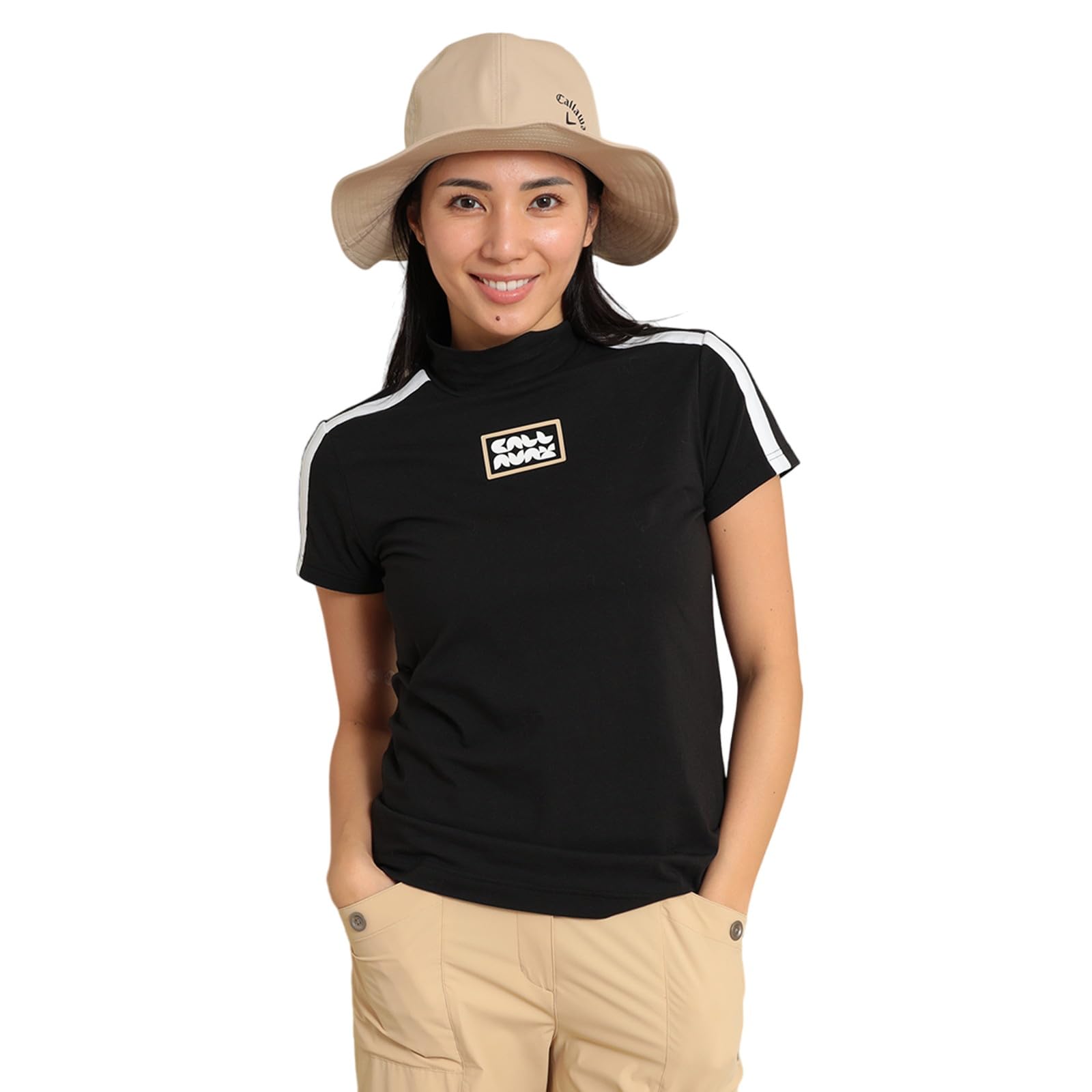 

Callaway Футболка с коротким рукавом и воротником-стойкой Гольф Нижнее белье C24134202 Женская (Логотип бренда, Стрейч) / / 1010_Черный