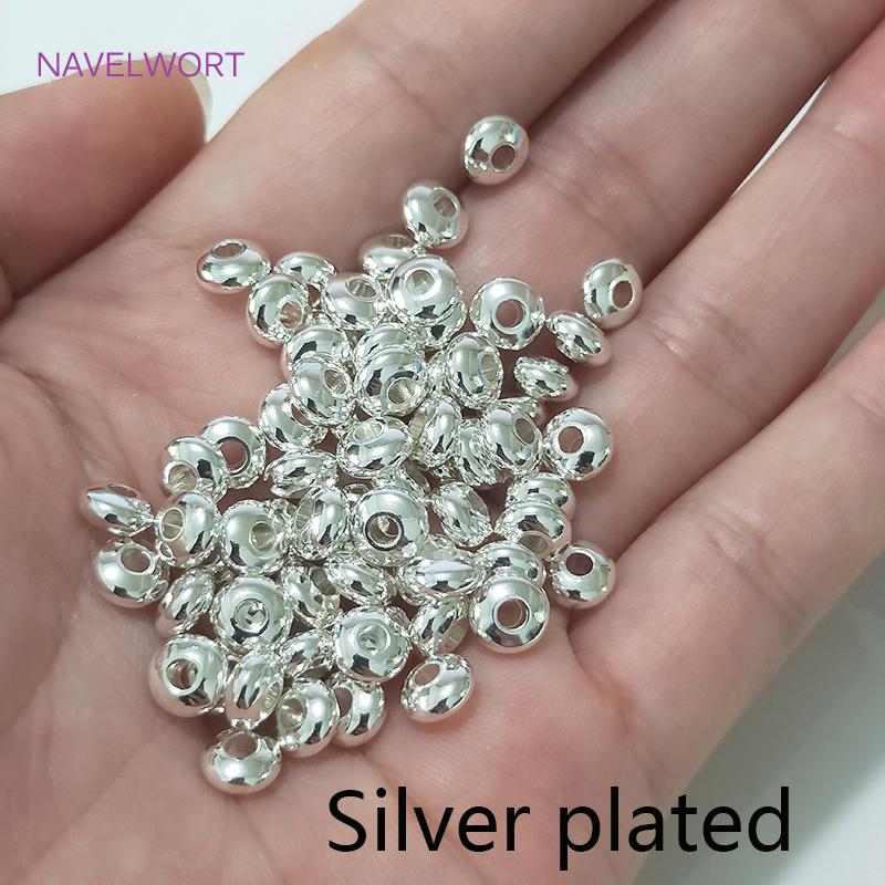 14K Gold Plated Flat Round Spacer Solid Smooth Wheel Bead Flat Round Loose Beads For Necklace Bracelet Making Accessories