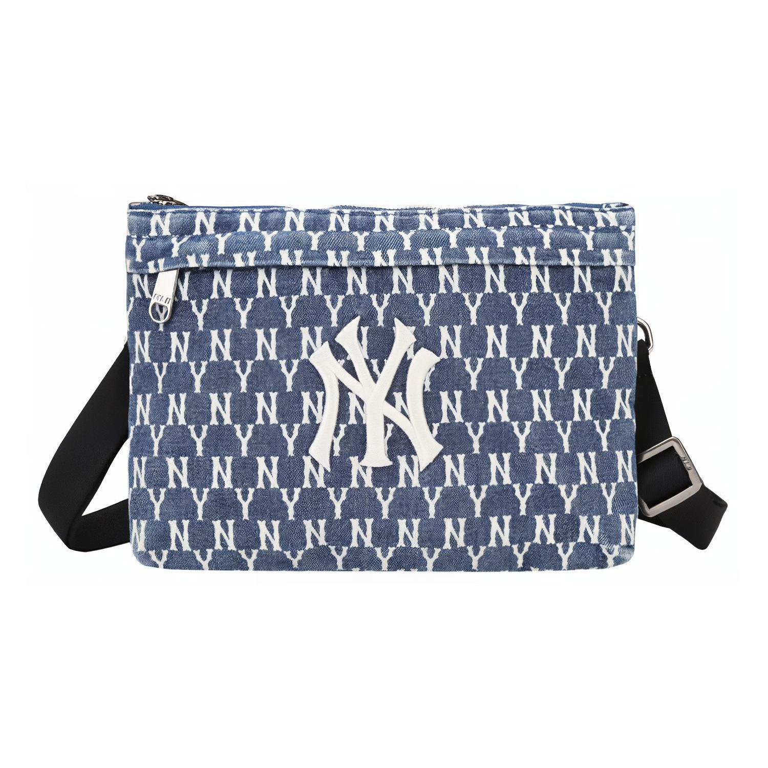 

New MLB Denim With Polyester Shoulder Bag, Crossbody Bag Regular Unisex Denim Blue 32BGDX011-50U 24.1*2.0*18.0CM