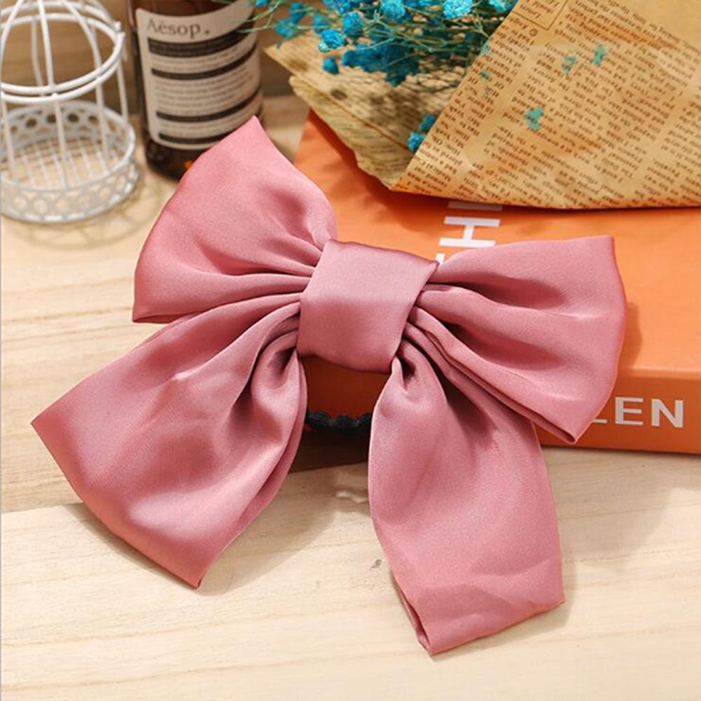 

1 Piece Of Women S Fabric Hairband French Retro Style Romantic Big Bow Hair Rope Pink One pack#1