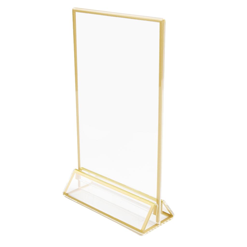 Porte-Affiches Acrylique à Bordures Dorées Présentoir Cadre Photo Porte-Papiers Transparent Présentoirs de Table pour Menus de Mariage Restaurants