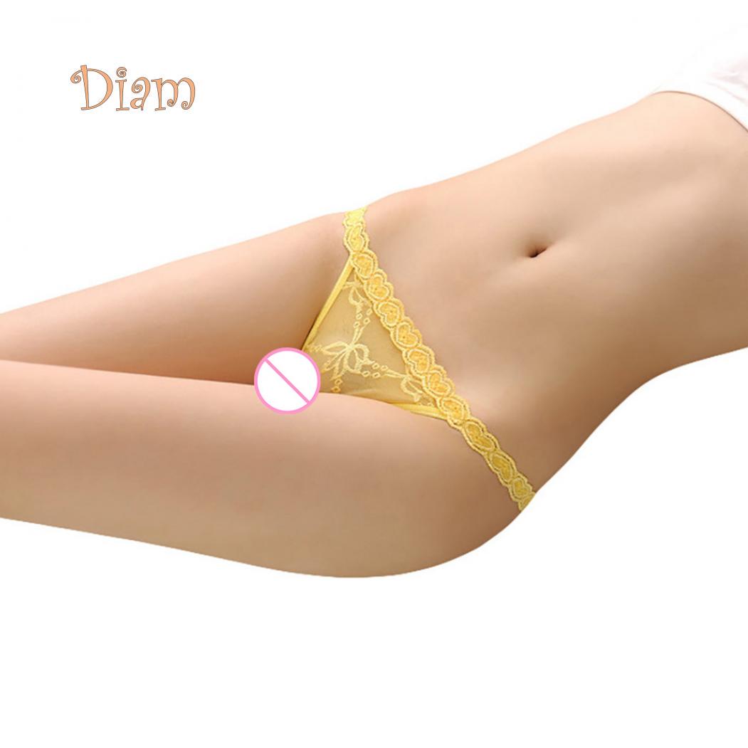 

Женские сексуальные кружевные трусики- стринги One Size жёлтый