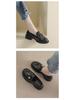 Weiwei Girl 2023 British Style Women's Thick-Soled Loafers with Small Gold Coin Accent