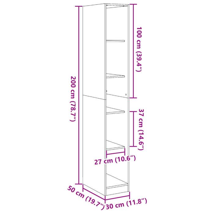 VidaXL Garde-robe chêne artisanal 30x50x200 cm bois d'ingénierie, armoire de rangement, organisateur de garde-robe, armoire, 3307710