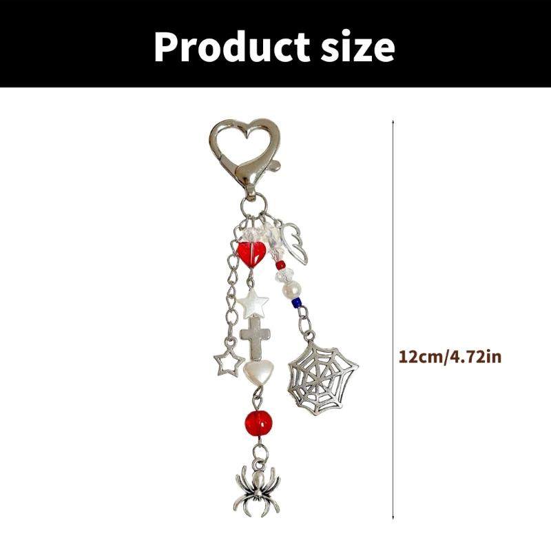 Gothics Skull Bead Keychain with Spiders Designs Sturdy Resin Crafted Fashion Accessory for Trendsetters Daily Use