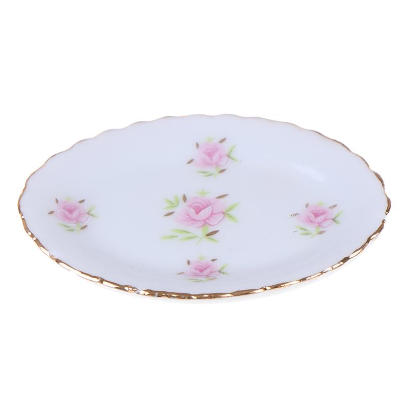 8Pcs 1/12 Dollhouse Miniature Dining Ware Porcelain Tea Set Dish Cups