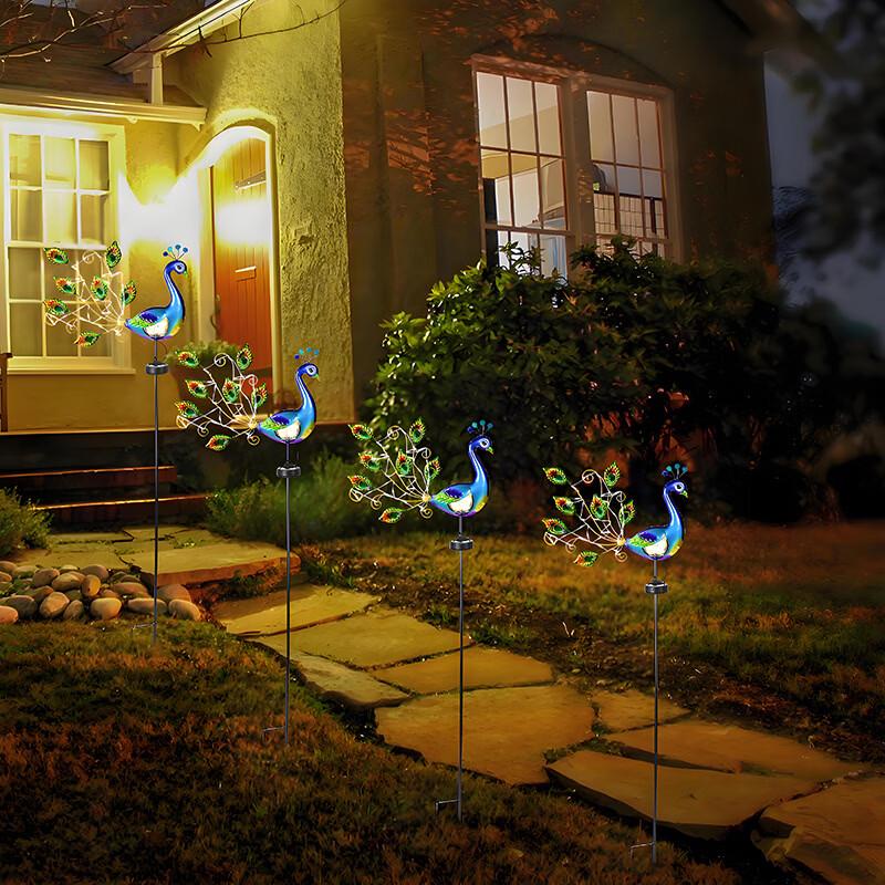 Solar Peacock Crackle Ball Garden Light