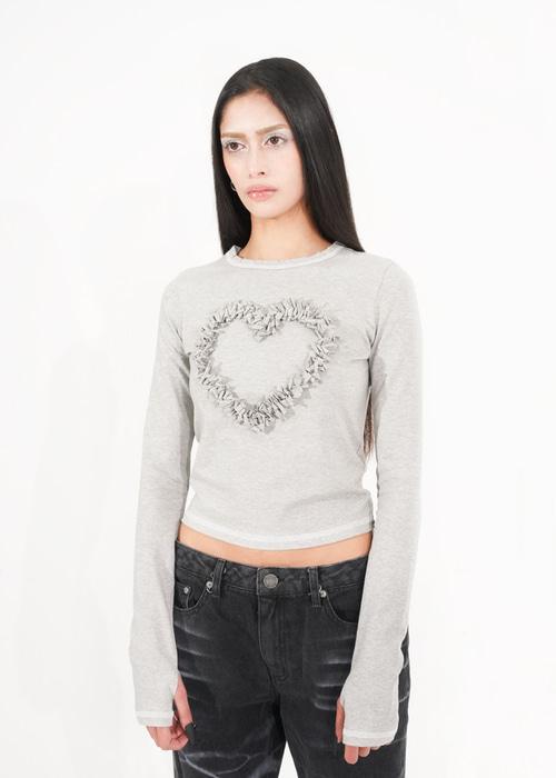 Mainingkeollegteo Heart Long Sleeve Top, Gray