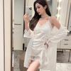 Pyjama Damen Sommer Eis Seide Nachthemd Zweiteiliges Set High-End Neu Pure Desire Sexy Loungewear Frühling und Herbst