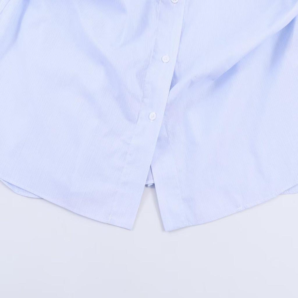 TAOP&ZA Women's 2026 Spring Striped Batwing Sleeve Loose Shirt