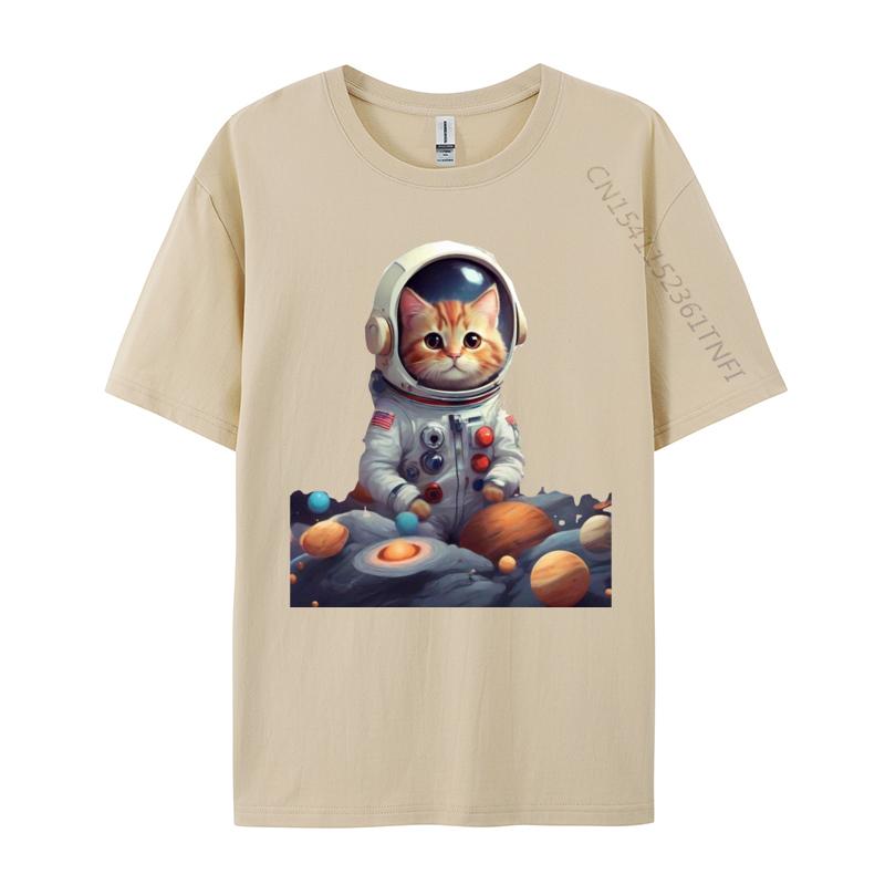 Space Cat TShirt Discount VALENTINE DAY Premium Cotton Tops Tees Tops Shirts Cat In Space Funny Shirts
