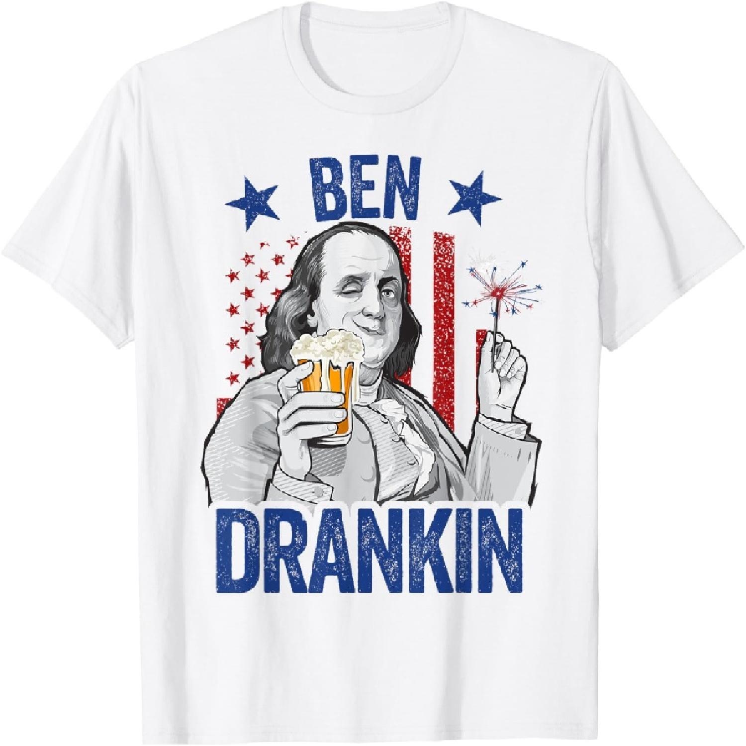 

Benjamin Franklin Merica 4th Of July American Ben Drankin T-Shirt XXXXXL білий