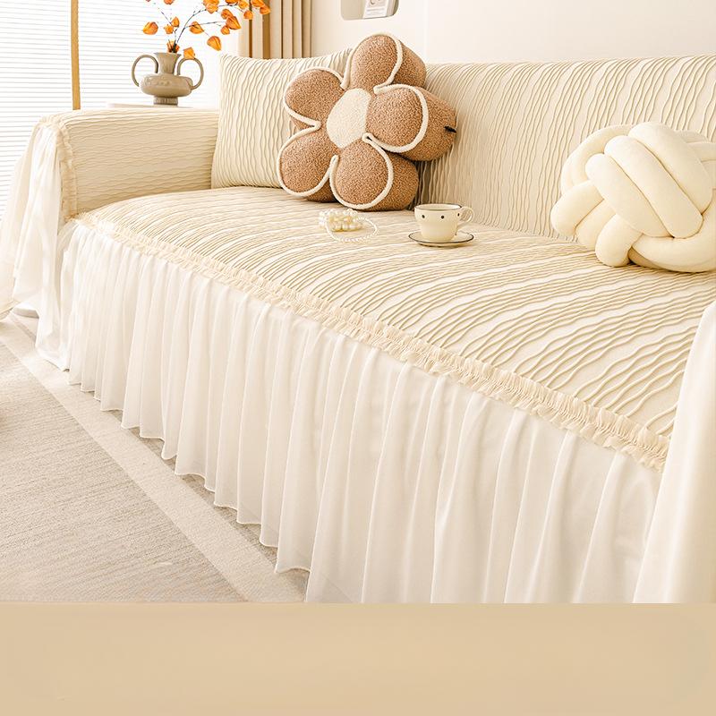 

Чехол для дивана в кремовом стиле, новый всеобъемлющий чехол, всесезонное противоскользящее кружевное одеяло, подушка, полотенце для дивана 180*130cm