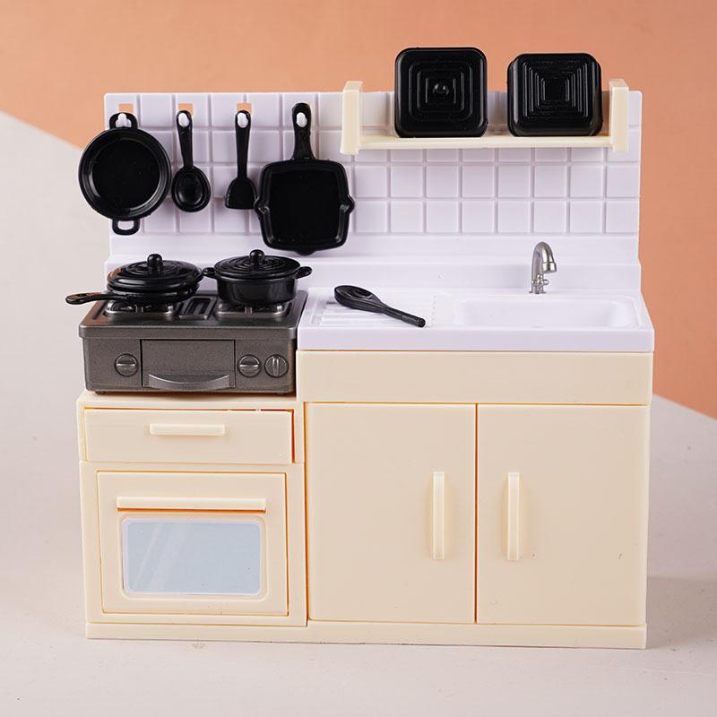 1 Set Compact Kitchenware Kit Mini Model Stove Kitchen Scene Simulation Children'S Doll Play Home Toy Ornament For Playtime Fun