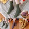 2 Pairs Women Winter Socks Mid-tube Solid Color High Elasticity Keep Warm Lightweight Comfort Warmth Daily Socks Sport Socks