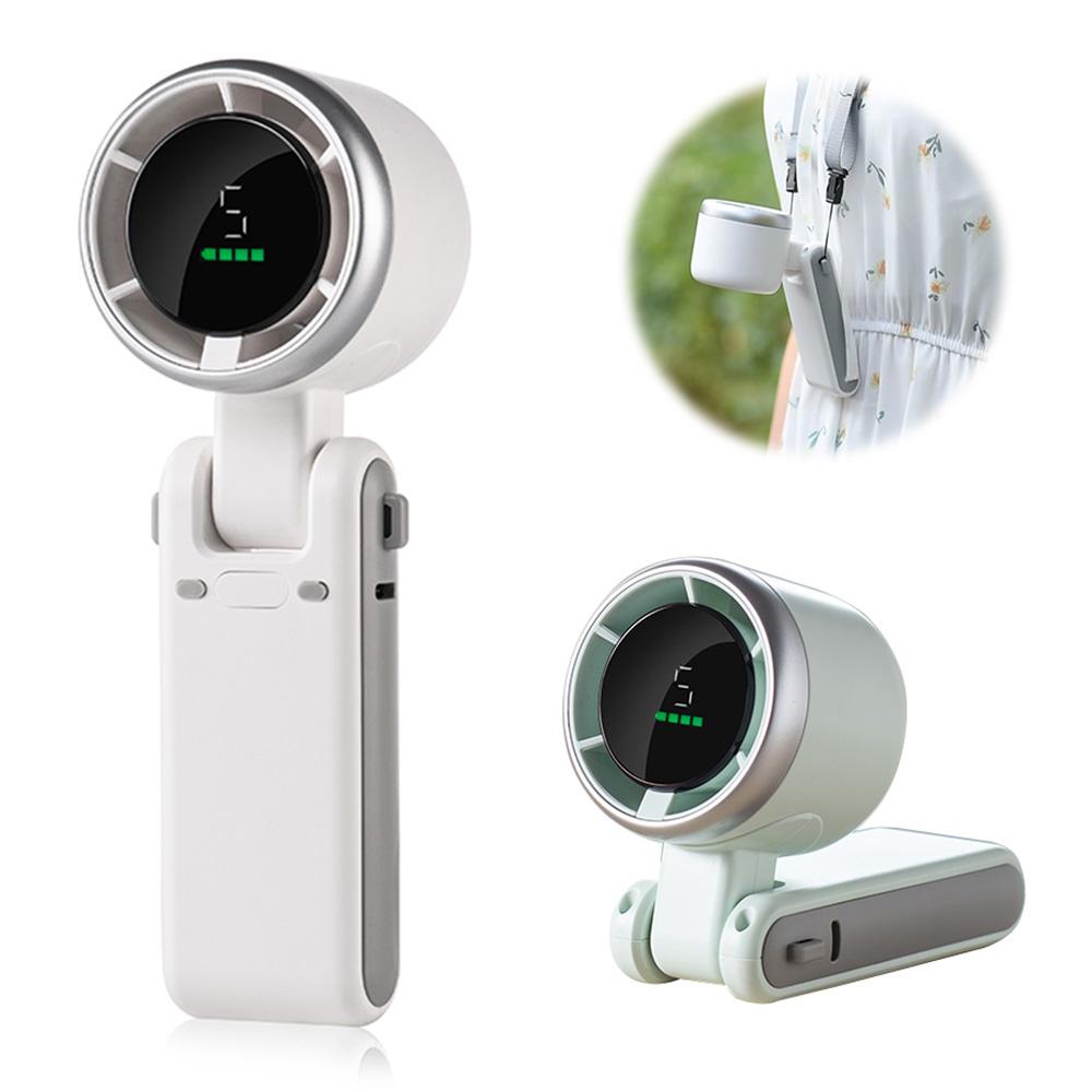 

ENKAY HAT PRINCE Handheld Fan Foldable Turbo Fan with Digital Display 5 Wind Speed White