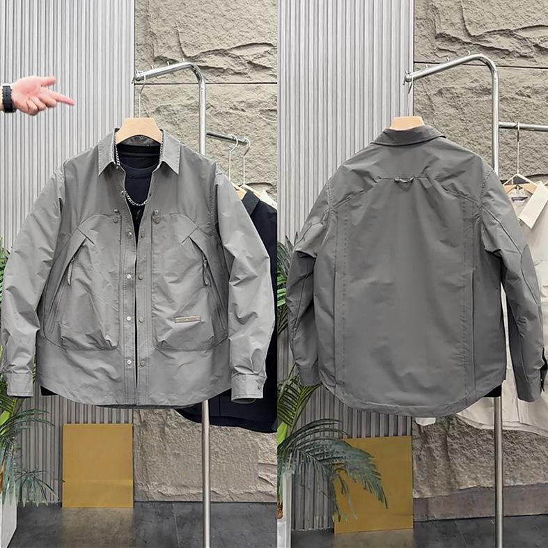 Men's Fashion Trend Loose Workwear Jacket: Spring & Autumn Casual Windbreaker with Turn-Down Collar