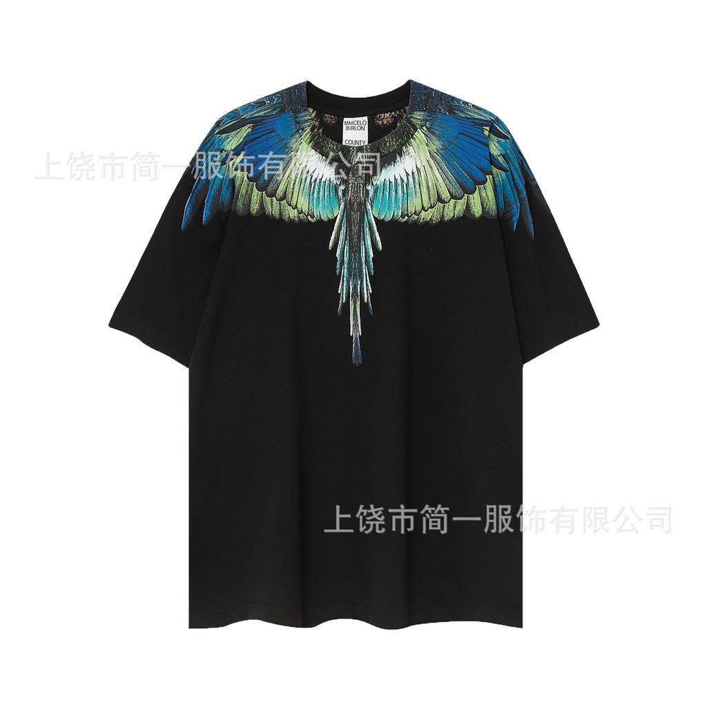 Summer Men's and Women's Same Fashion Trend T-shirt Personalized Trend Wing Printing Comfortable and Simple