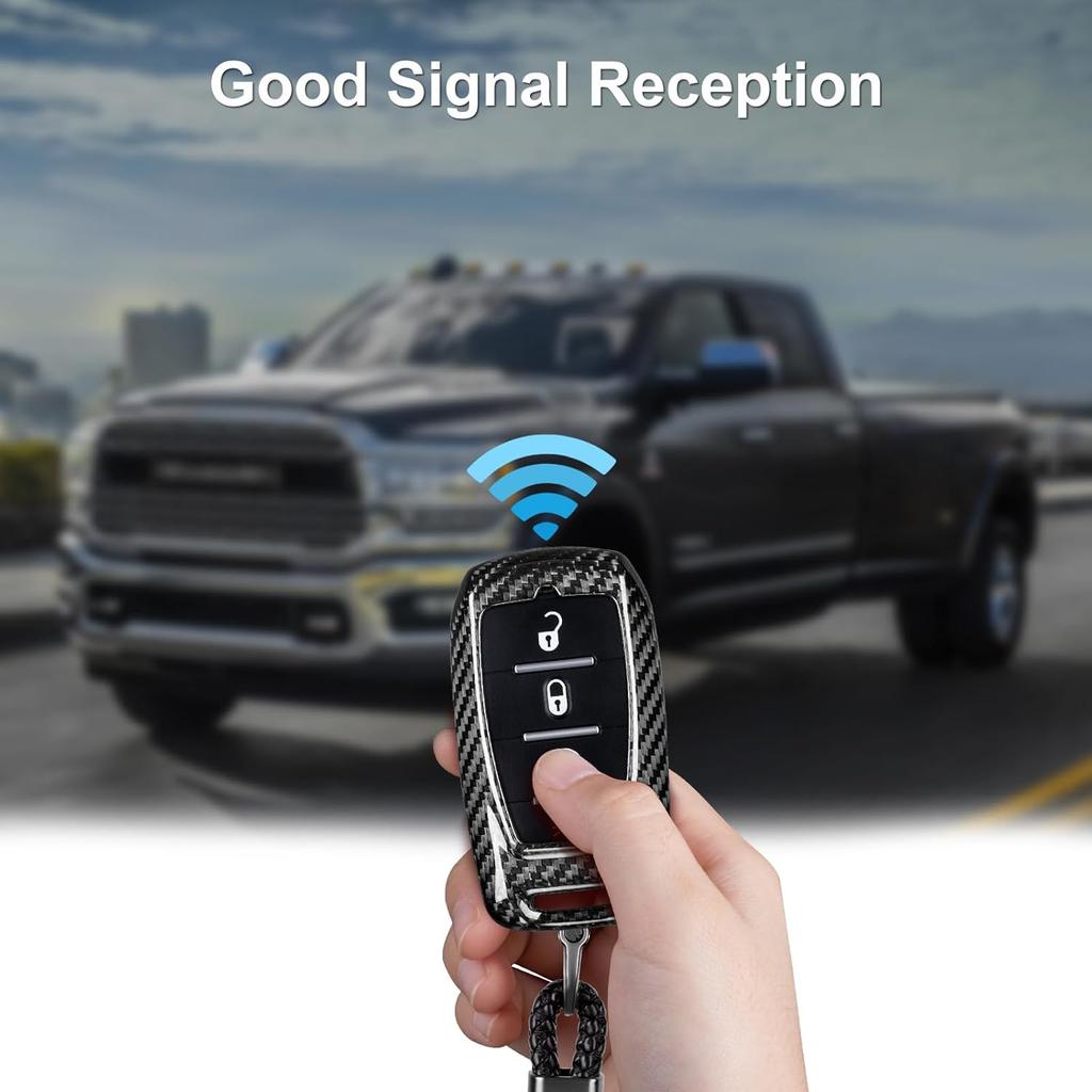 T-carbon Real Glass Fiber Key Fob Protector Keychain Compatible with Ram 1500 2500 3500 TRX Limited Rebel Bighorn Lonestar Laramie Key Fob Cover