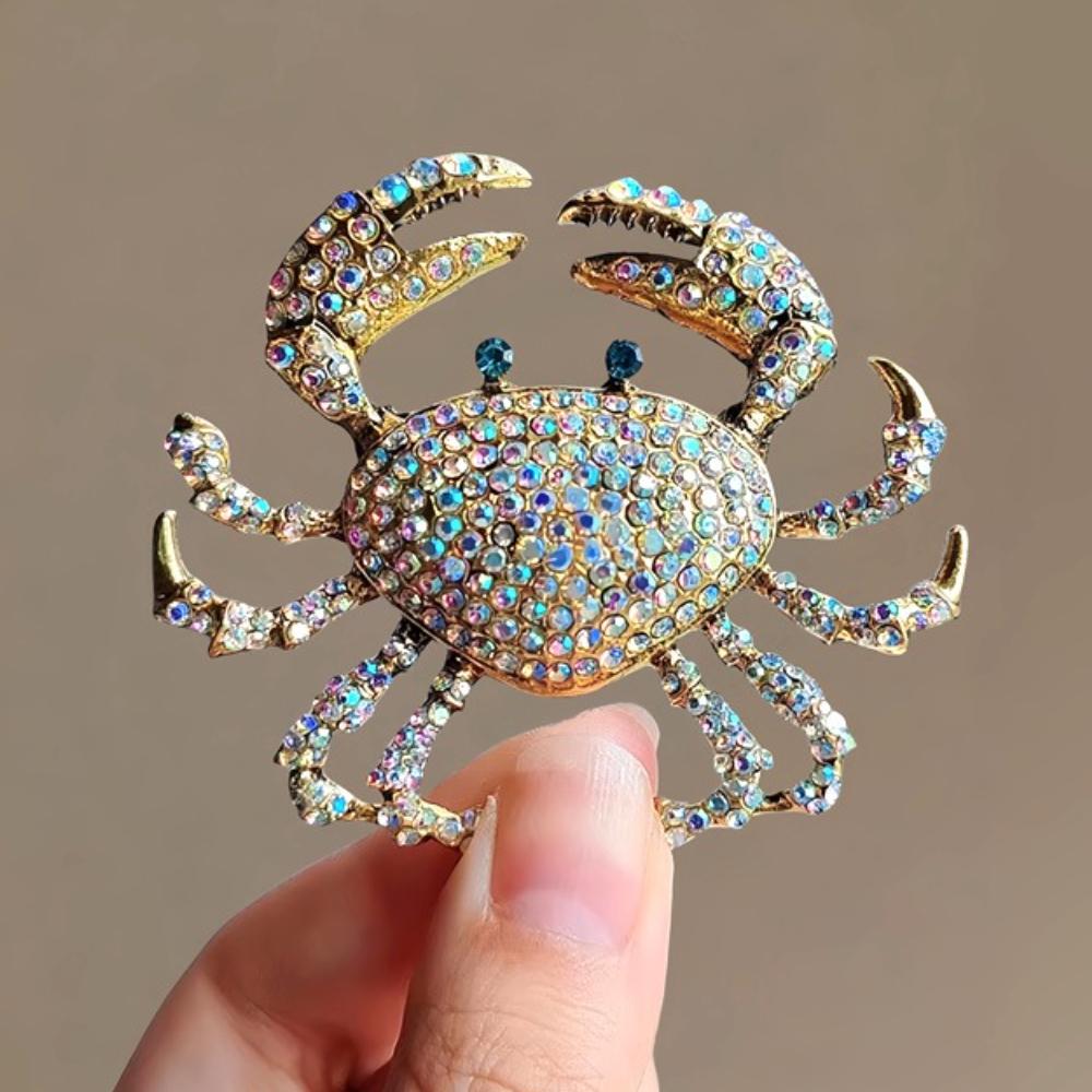 

Rhinestone Crab Brooch Pin for Women Men Animal Lapel Pins Luxulry Jewelry Clothing Accessories Badge Gifts